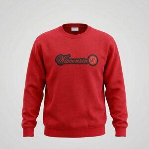 VTG University of Wisconsin Badgers Crewneck Sweatshirt Jerzees Sz Large Red